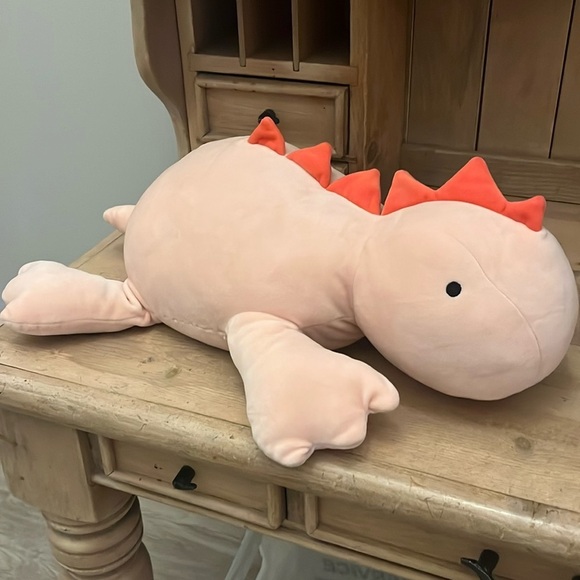 Pillowfort Dinosaur Weighted Plush Throw Pillow Pink Sensory - Picture 1 of 10